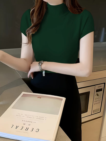 Langærmet Top Dame – Basisbluse med høj hals og klassisk design til hverdag, arbejde og lag-på-lag