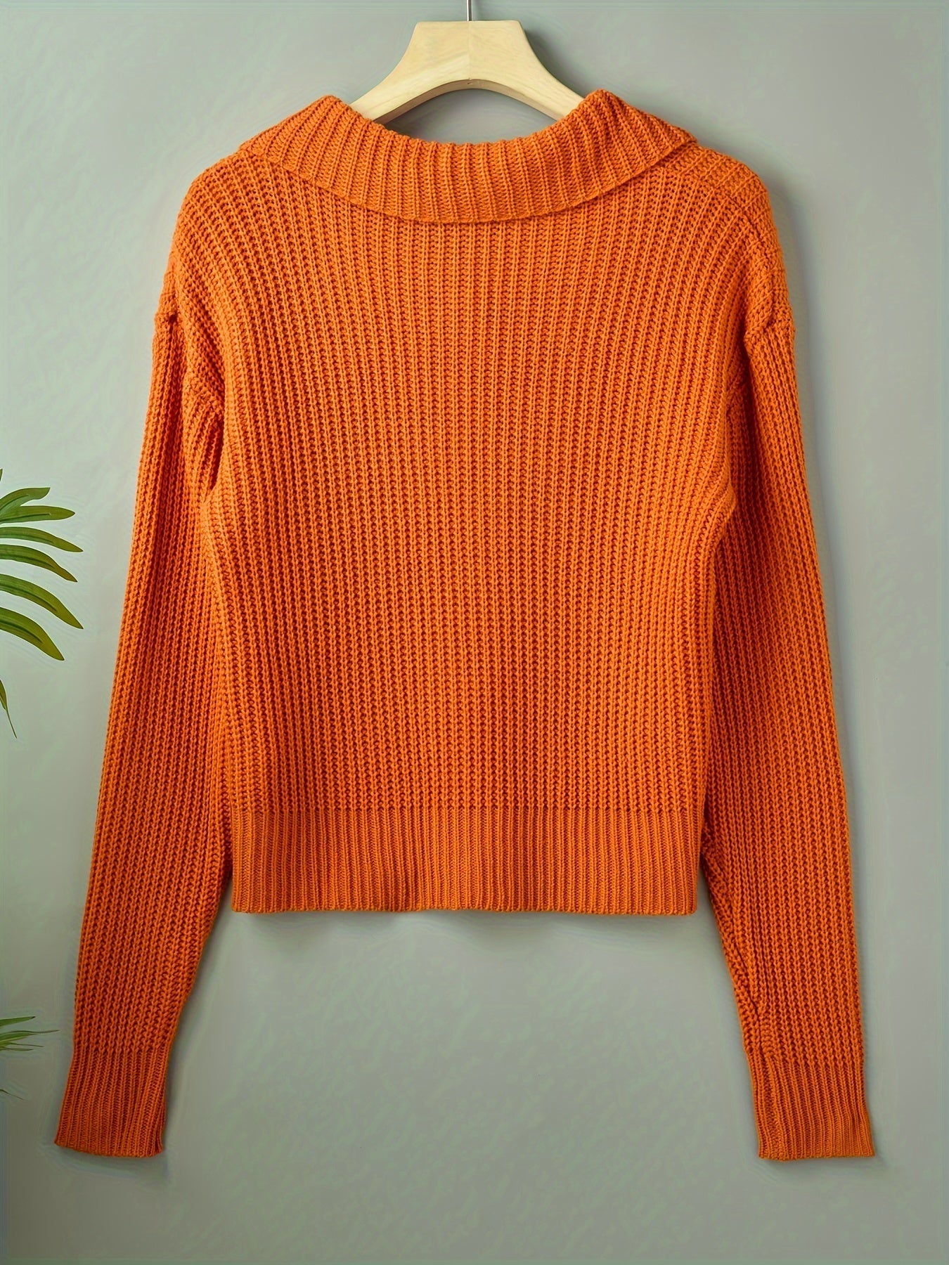 Ribstriktrøje Dame – Klassisk Langærmet Pullover