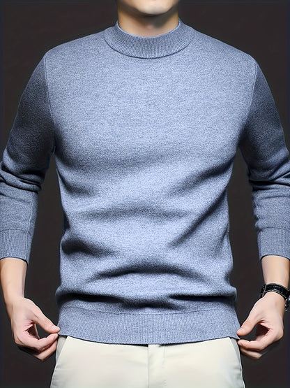 Striktrøje Herre – Pullover med høj hals og klassisk design til hverdag, arbejde og lag-på-lag i Sort og Hvid – Everett