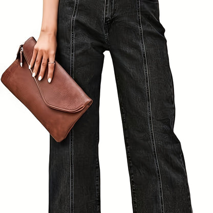 Jeans Dame – Denimbukser med kort pasform, skræddersyet pasform og lige ben til hverdag, kontor og smart casual