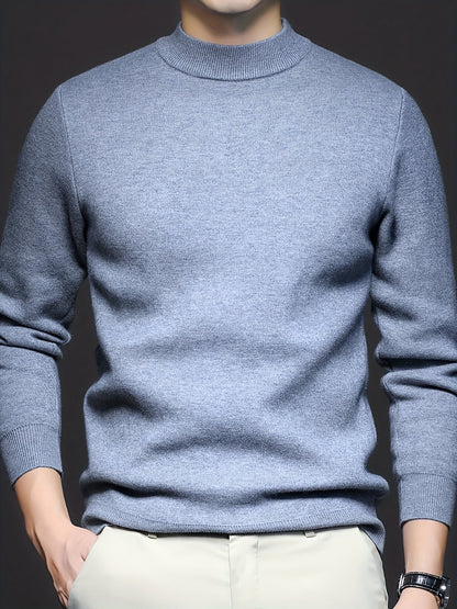 Striktrøje Herre – Pullover med høj hals og klassisk design til hverdag, arbejde og lag-på-lag i Sort og Hvid – Everett