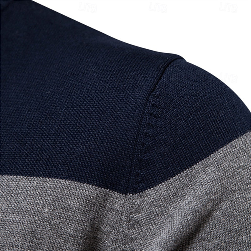 Quarter-Zip Striktrøje Herre – Pullover med Kort Lynlås