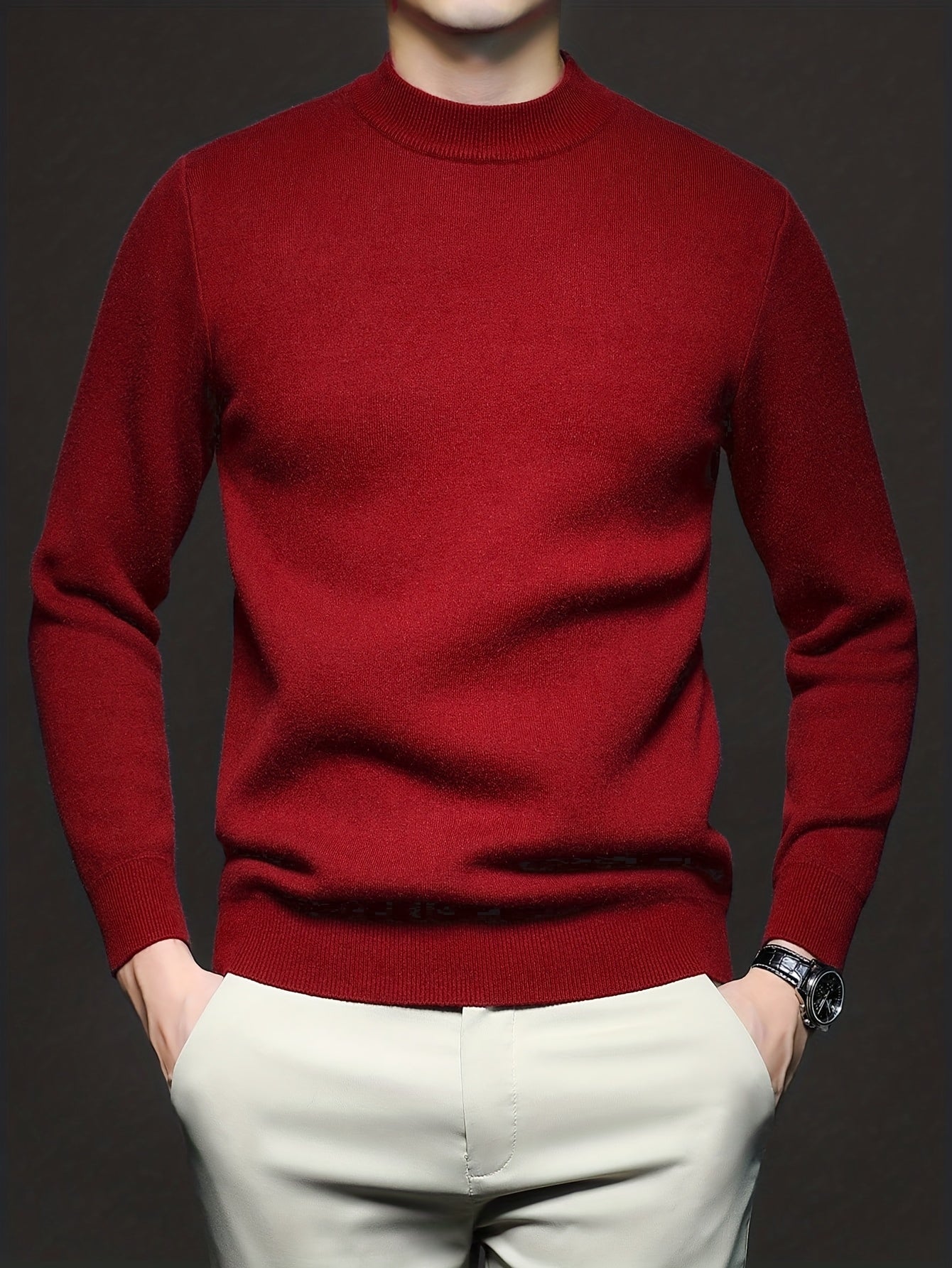 Striktrøje Herre – Pullover med høj hals og klassisk design til hverdag, arbejde og lag-på-lag i Sort og Hvid – Everett