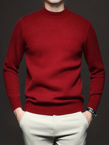 Striktrøje Herre – Pullover med høj hals og klassisk design til hverdag, arbejde og lag-på-lag i Sort og Hvid – Everett