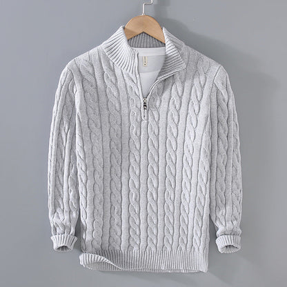 Half Zip Pullover Herre – Striktrøje med Lynlås i Kraven