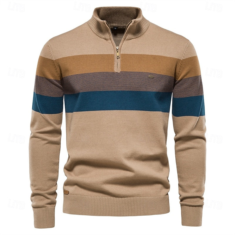 Quarter-Zip Striktrøje Herre – Pullover med Kort Lynlås