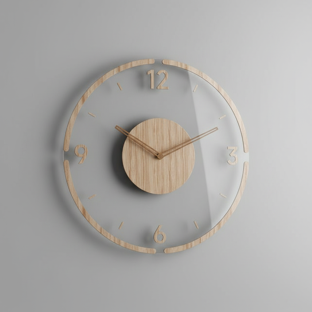 Clocky | Vægur i Ægte Træ 35 cm - Lydløs Minimalistisk Design