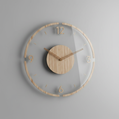 Clocky | Vægur i Ægte Træ 35 cm - Lydløs Minimalistisk Design