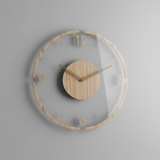 Clocky | Vægur i Ægte Træ 35 cm - Lydløs Minimalistisk Design
