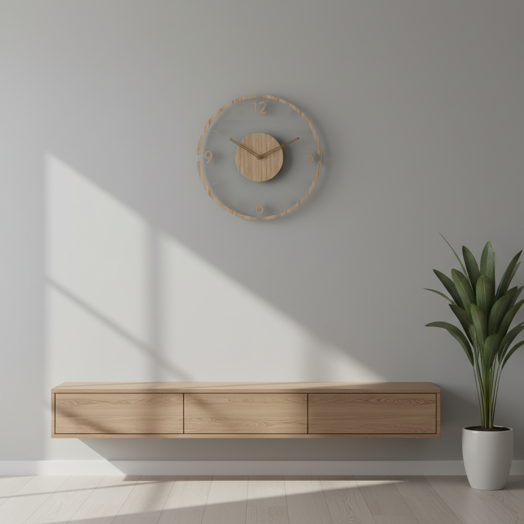 Clocky | Vægur i Ægte Træ 35 cm - Lydløs Minimalistisk Design