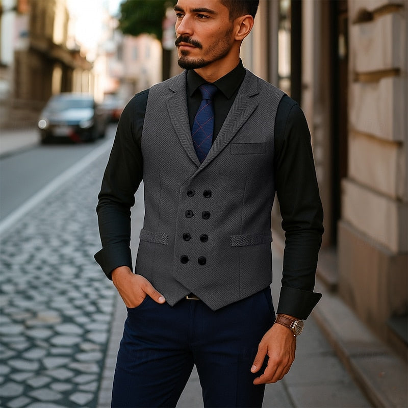 Bennett | Double-Breasted Herringbone Waistcoat