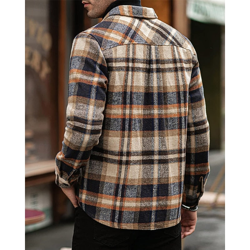 Skjortejakke Herre – Overshirt-jakke med ternet design og robust design til efterår, overgangsvejr og hverdag