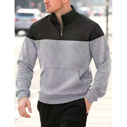 Sweatshirt Herre – Langærmet trøje med tekstureret overflade og quarter-zip lynlås til hverdag, arbejde og lag-på-lag