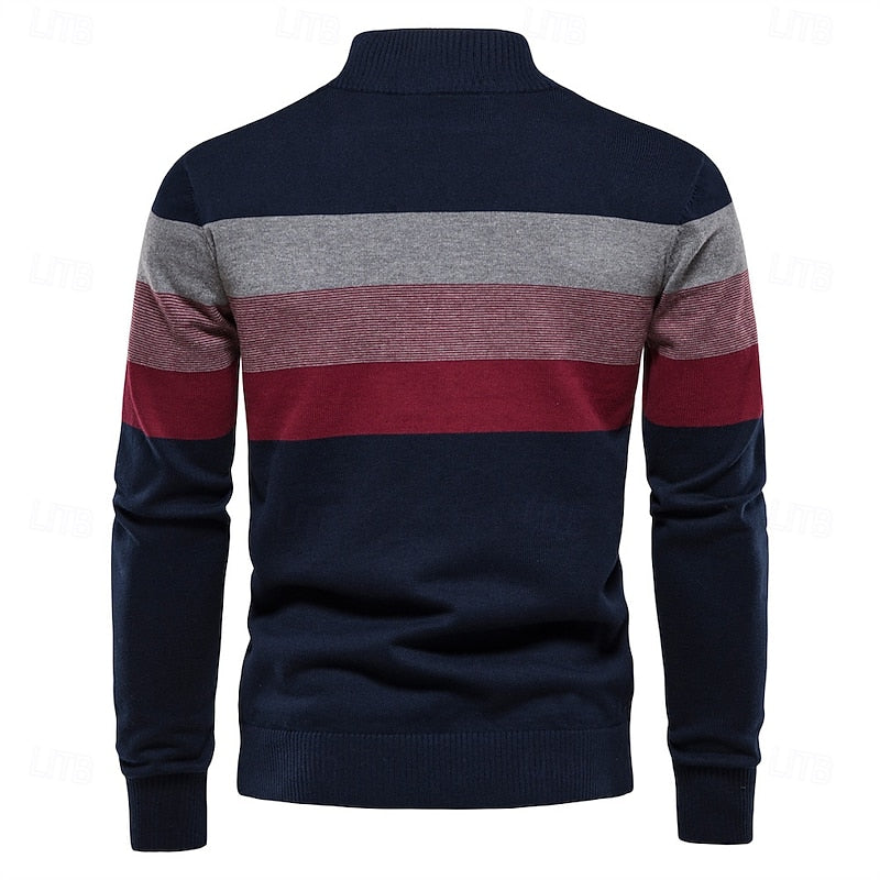 Quarter-Zip Striktrøje Herre – Pullover med Kort Lynlås