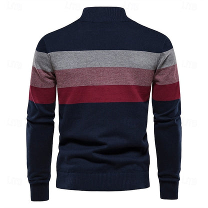 Quarter-Zip Striktrøje Herre – Pullover med Kort Lynlås