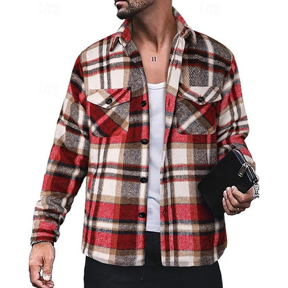 Skjortejakke Herre – Overshirt-jakke med ternet design og robust design til efterår, overgangsvejr og hverdag
