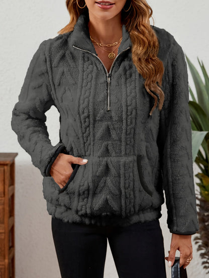 Striktrøje Dame – Pullover med half-zip lynlås til hverdag, arbejde og lag-på-lag