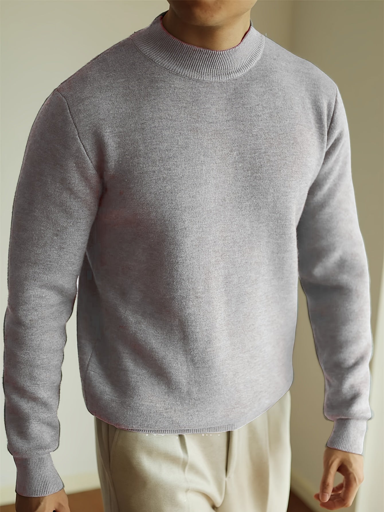 Striktrøje Herre – Pullover med høj hals og klassisk design til hverdag, arbejde og lag-på-lag i Sort og Hvid – Everett