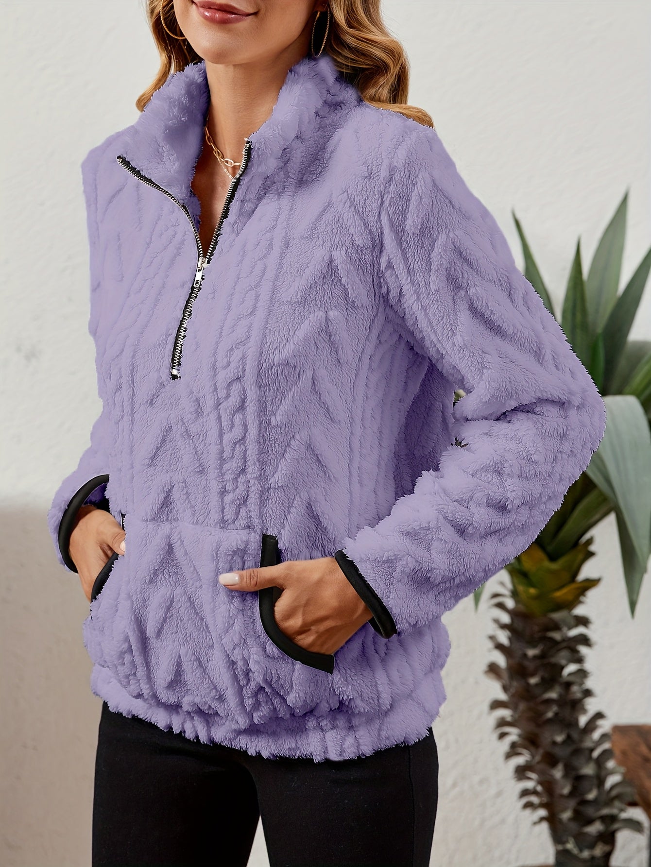 Striktrøje Dame – Pullover med half-zip lynlås til hverdag, arbejde og lag-på-lag