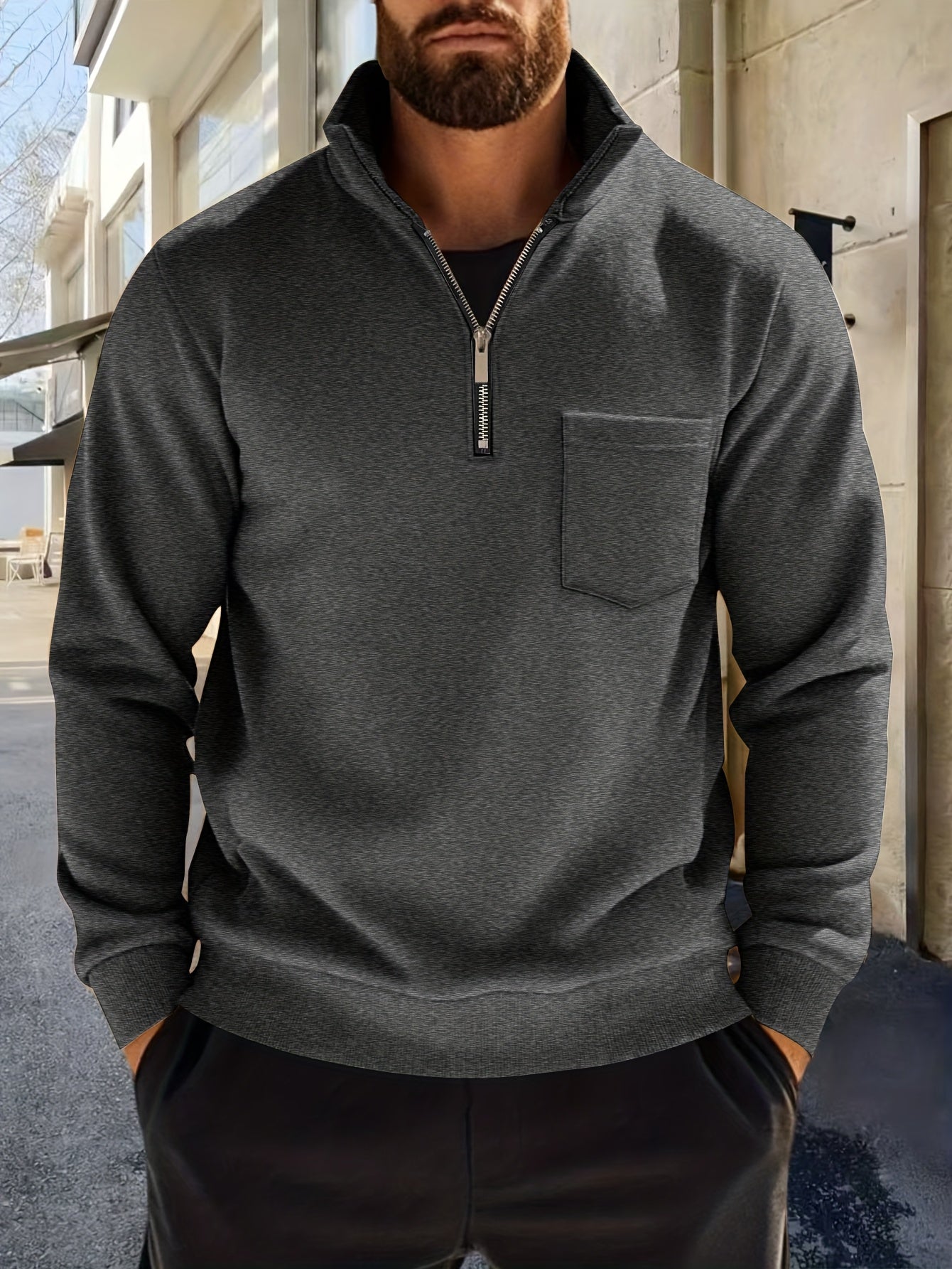 Half-Zip Pullover Herre – Klassisk Striktrøje med Lynlås