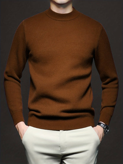 Striktrøje Herre – Pullover med høj hals og klassisk design til hverdag, arbejde og lag-på-lag i Sort og Hvid – Everett