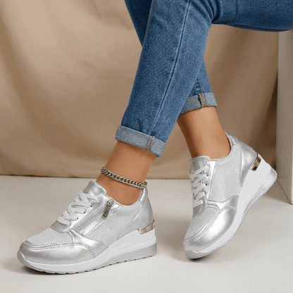 Sneakers Dame – Wedge Sneakers med Side Lynlås og Platformsål