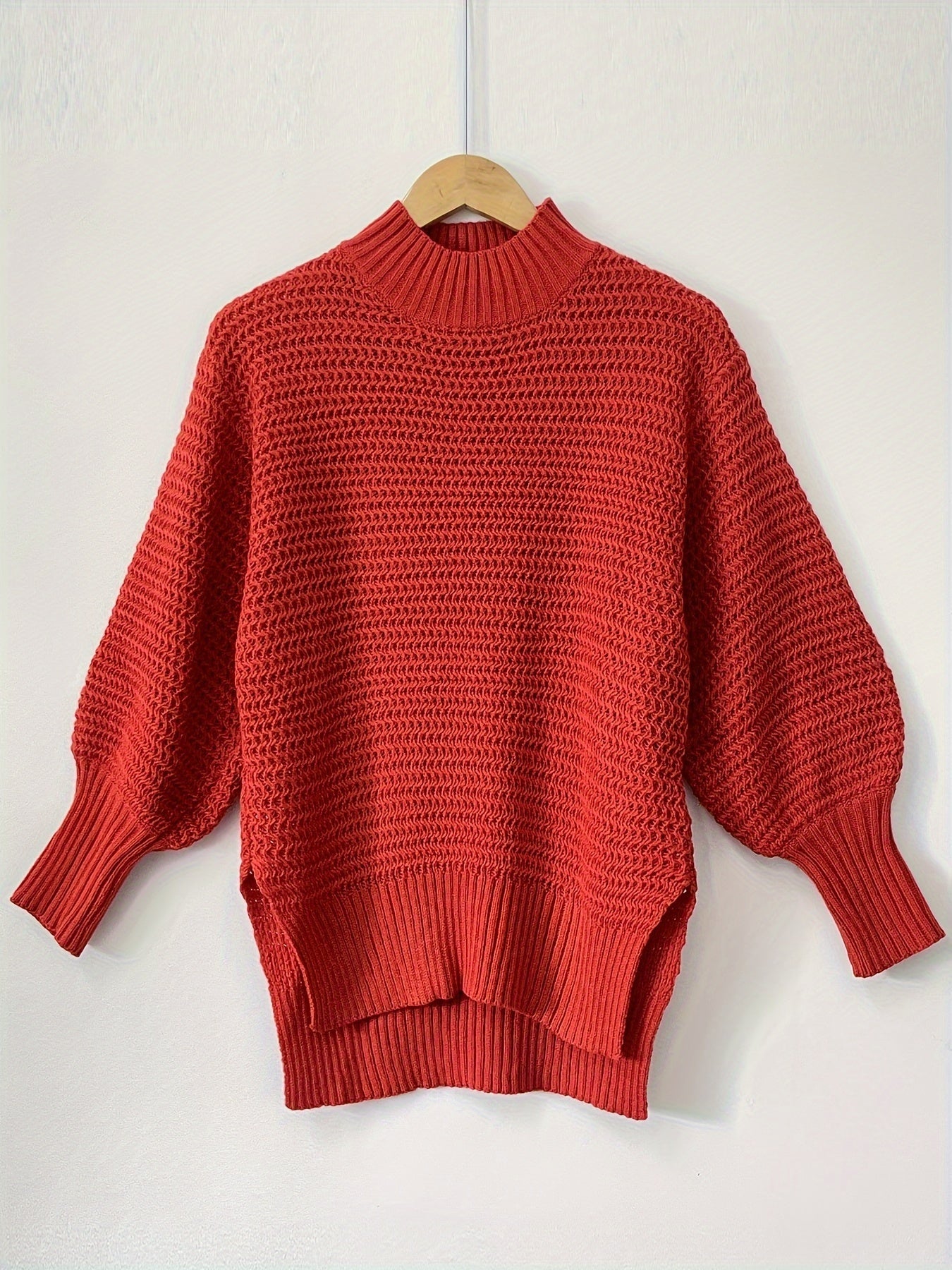 Striktrøje Dame – Pullover med tekstureret overflade og asymmetrisk design til hverdag, arbejde og lag-på-lag