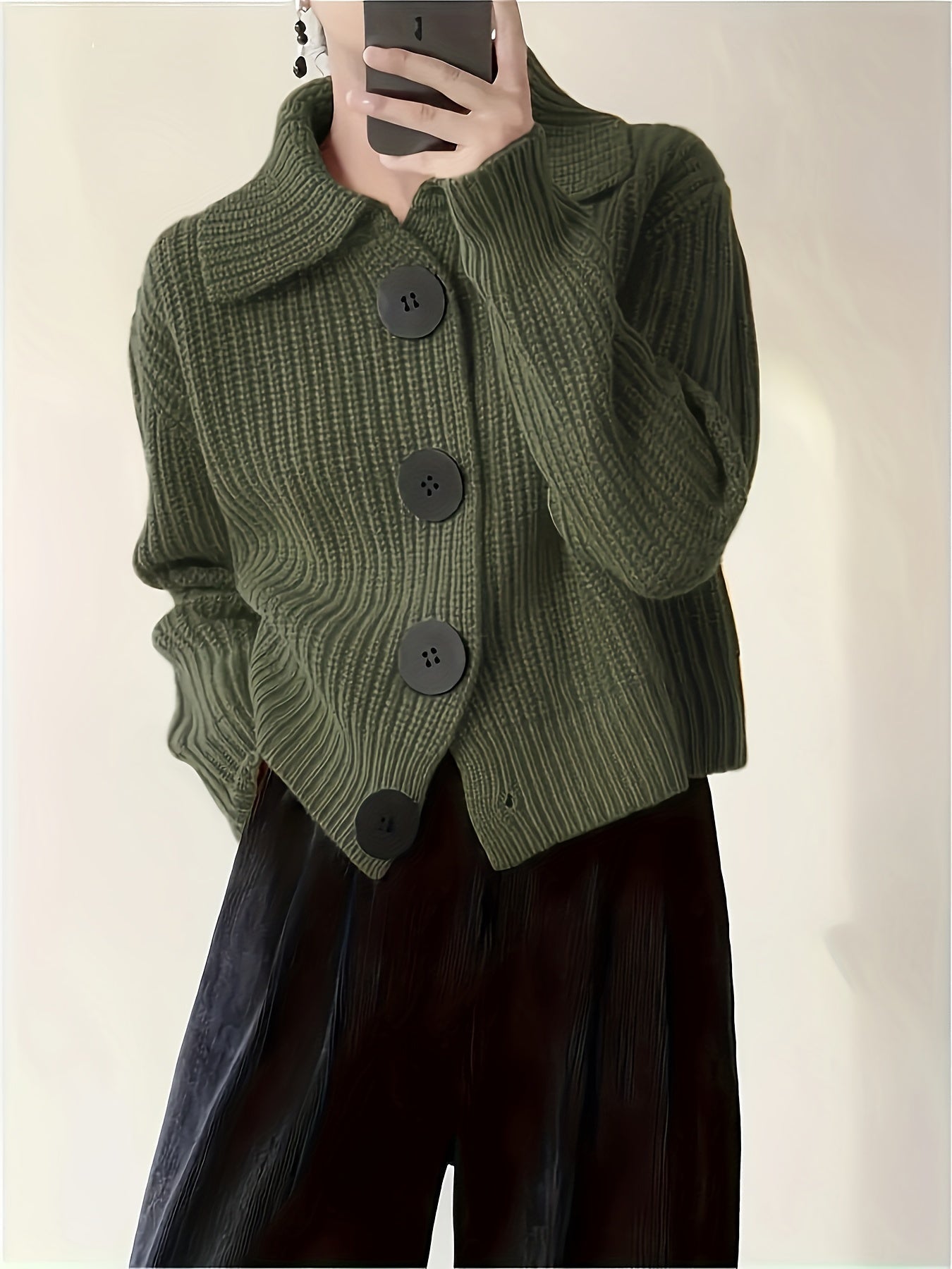Ribstriktrøje Dame – Klassisk Langærmet Pullover