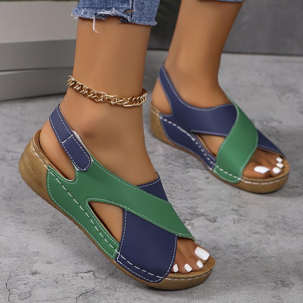Kilehælsandaler Dame – Slingback Sandaler med Farveblok Design