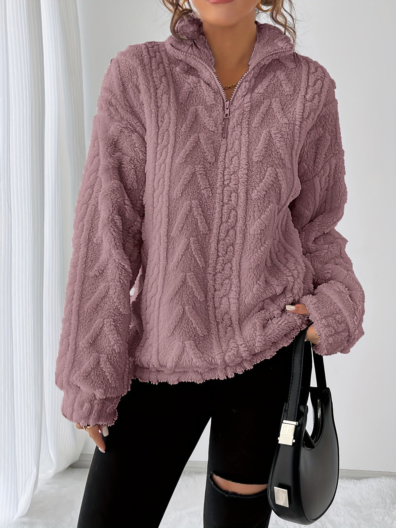 Tekstureret Striktrøje Dame – Afslappet Pullover