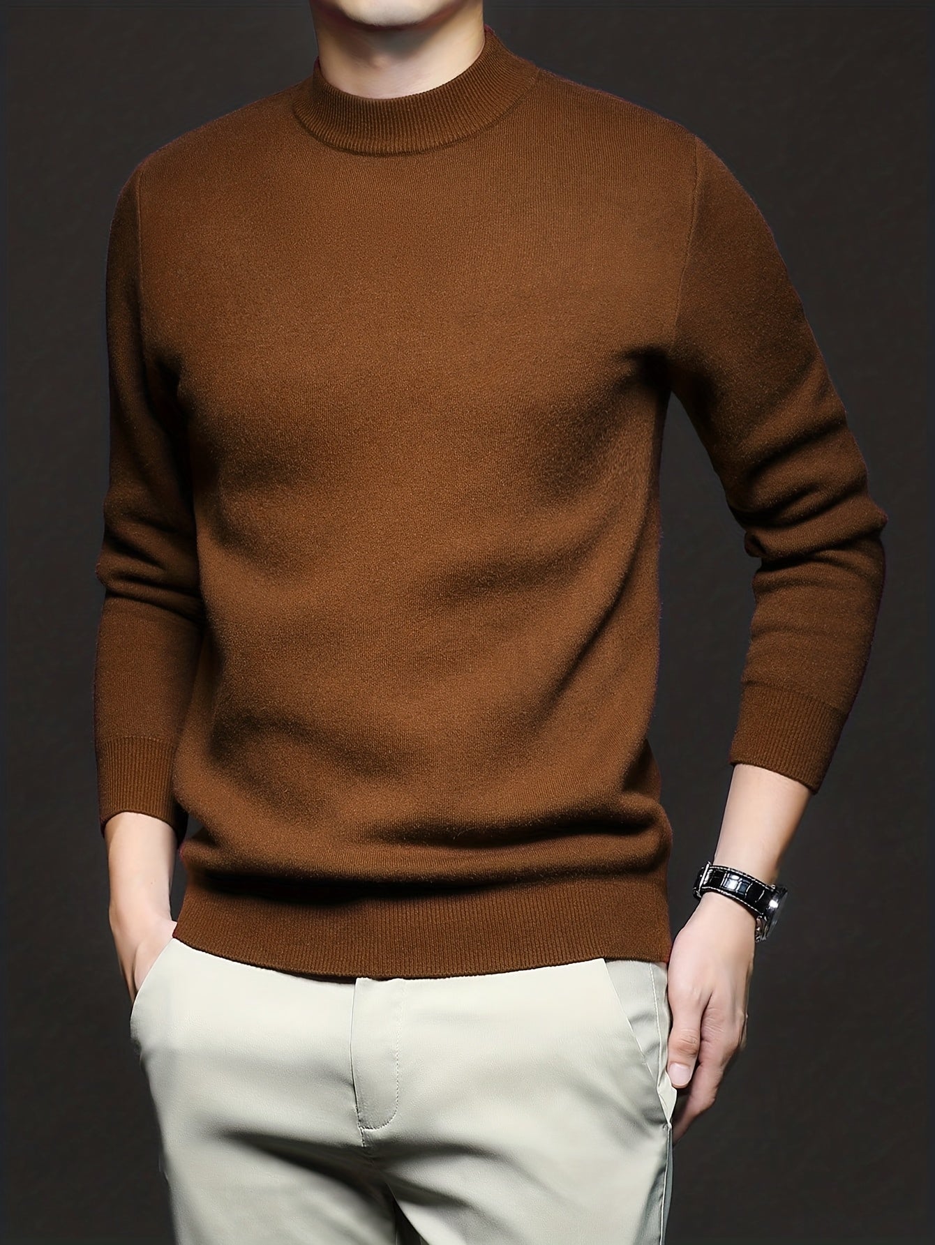 Striktrøje Herre – Pullover med høj hals og klassisk design til hverdag, arbejde og lag-på-lag i Sort og Hvid – Everett