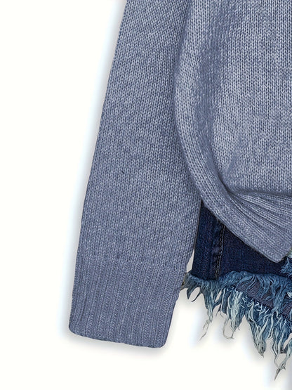 Striktrøje Dame – Pullover med katteprint og mønstret design til hverdag, arbejde og lag-på-lag
