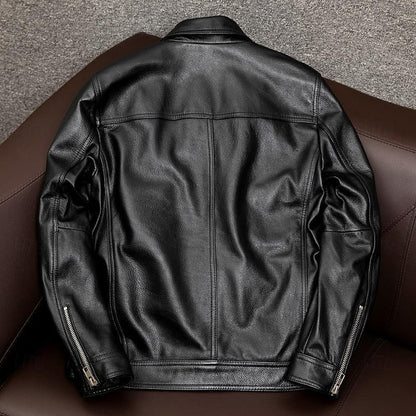 Bikerjakke Herre – Kort overgangsjakke med krave og klassisk design til efterår, overgangsvejr og hverdag