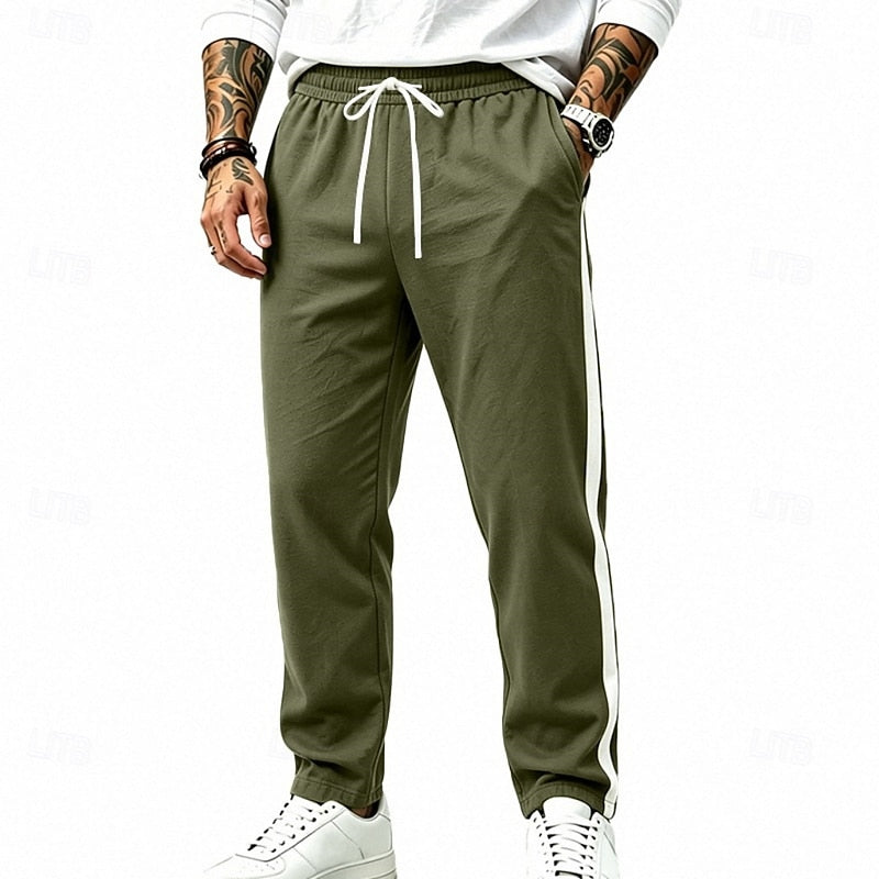 Joggingbukser Herre – Sweatpants med stribet design og afslappet pasform til hverdag, kontor og smart casual