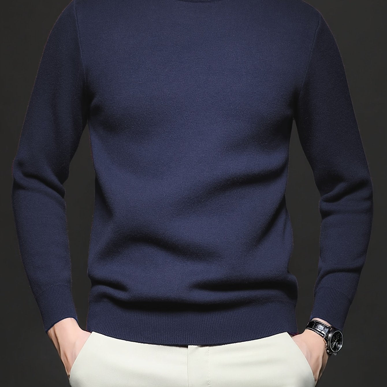 Striktrøje Herre – Pullover med høj hals og klassisk design til hverdag, arbejde og lag-på-lag i Sort og Hvid – Everett