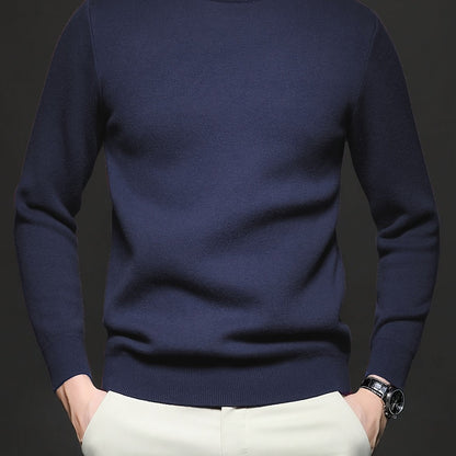 Striktrøje Herre – Pullover med høj hals og klassisk design til hverdag, arbejde og lag-på-lag i Sort og Hvid – Everett