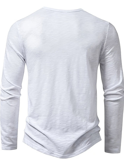 Henley Trøje Herre – Langærmet henley med klassisk design til hverdag, arbejde og lag-på-lag i Militærgrøn og Khaki – Dalton