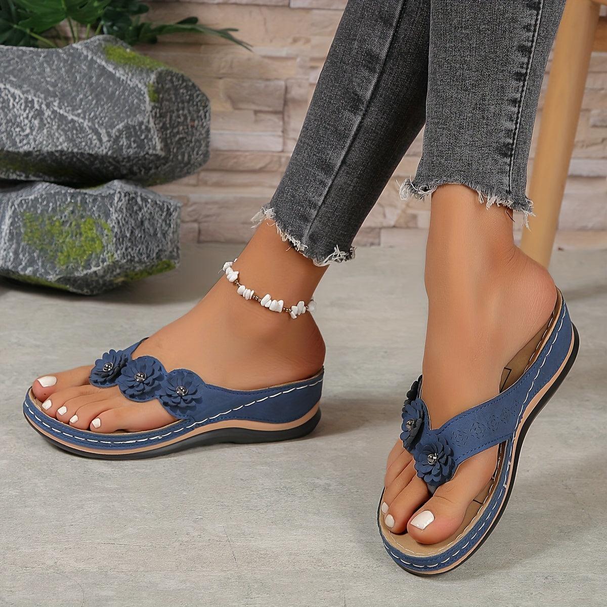 Blomstrede Sandaler Dame – Komfortable Plateau Sandaler med Remme