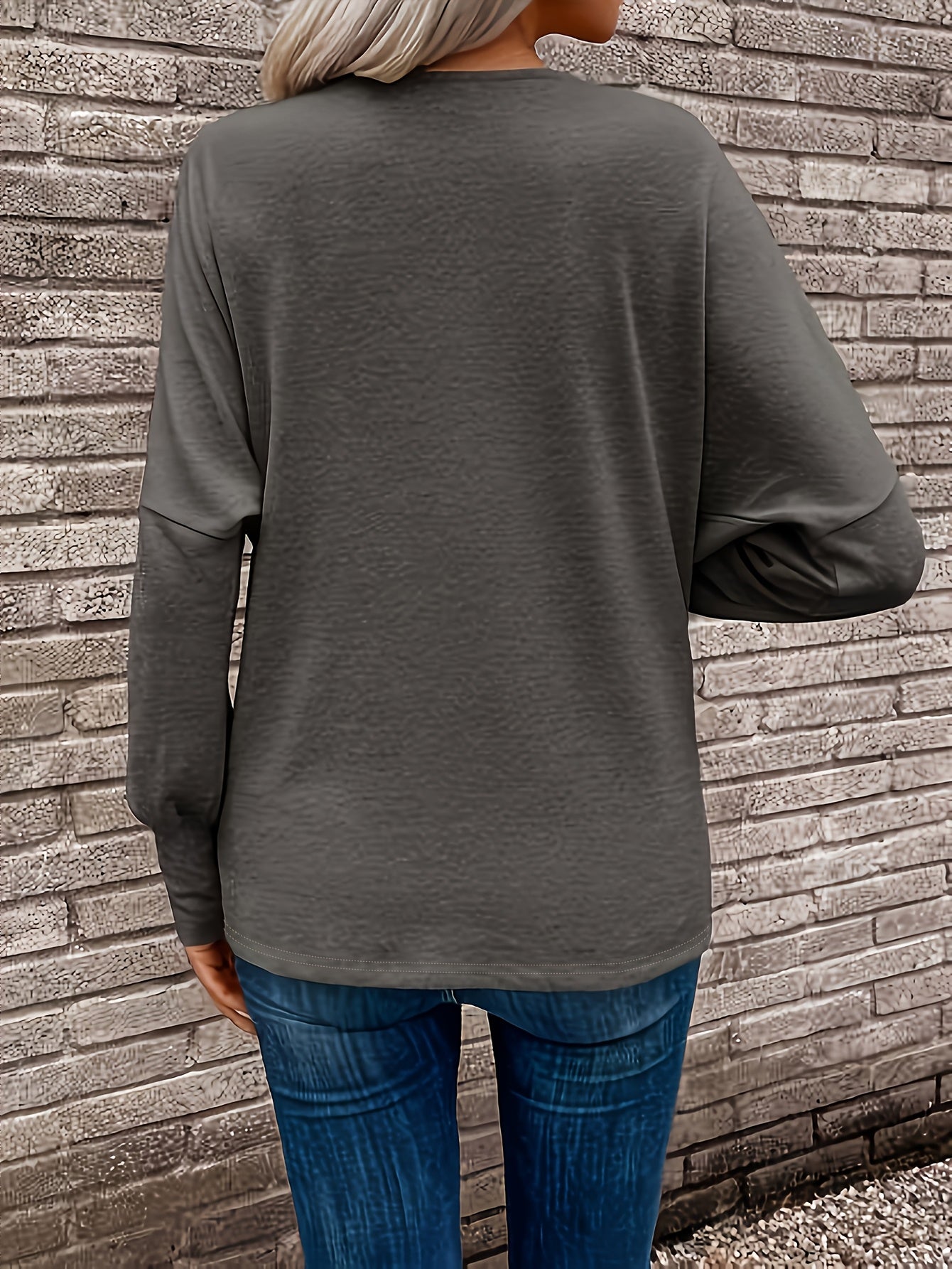 Langærmet Top Dame – Afslappet Basisbluse