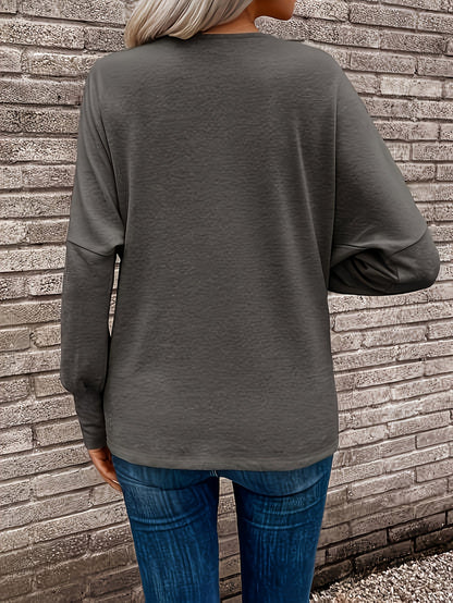 Langærmet Top Dame – Afslappet Basisbluse