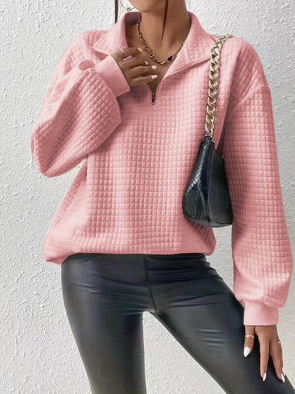 Quarter-Zip Pullover Dame – Striktrøje med Kort Lynlås