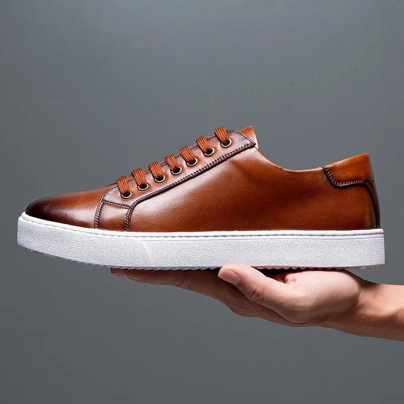Sneakers Herre – Pæne Lace-Up Sko i Læderlook