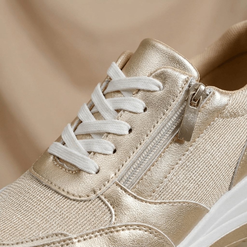 Sneakers Dame – Wedge Sneakers med Side Lynlås og Platformsål