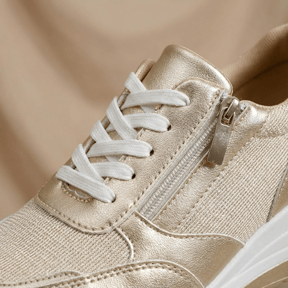 Sneakers Dame – Wedge Sneakers med Side Lynlås og Platformsål