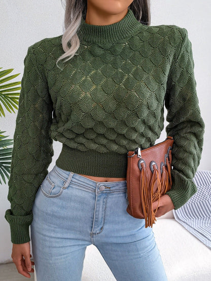 Kort Striktrøje Dame – Tekstureret Cropped Pullover
