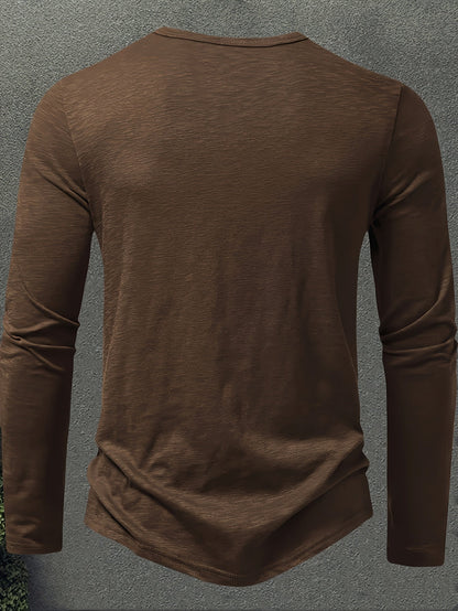Henley Trøje Herre – Langærmet henley med klassisk design til hverdag, arbejde og lag-på-lag i Militærgrøn og Khaki – Dalton