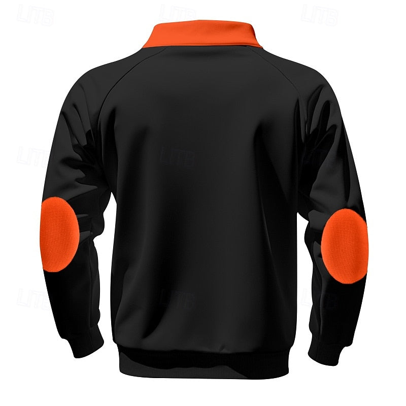 Striktrøje Herre – Pullover med farveblokdesign og quarter-zip lynlås til hverdag, arbejde og lag-på-lag