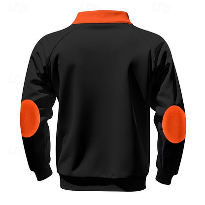 Striktrøje Herre – Pullover med farveblokdesign og quarter-zip lynlås til hverdag, arbejde og lag-på-lag