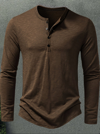 Henley Trøje Herre – Langærmet henley med klassisk design til hverdag, arbejde og lag-på-lag i Militærgrøn og Khaki – Dalton