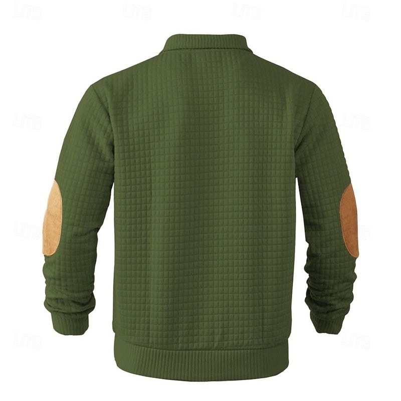 Striktrøje Herre – Tekstureret Pullover med Ståkrave